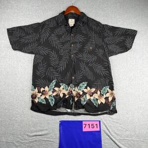 LUAU Tropical Print Shirt Large Beach Casual Button Up Short Sleeve Mens